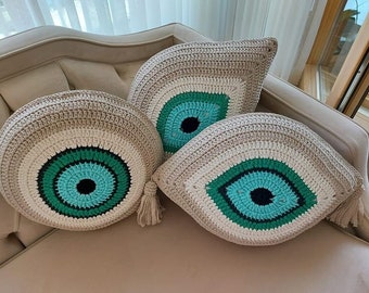 Evil Eye Pillow, Eye Pillow, Christmas gift, Knitting Pillow, Decorative Pillows, Thrown Pillow, Gift for Her, Housewarming Gift, Gift