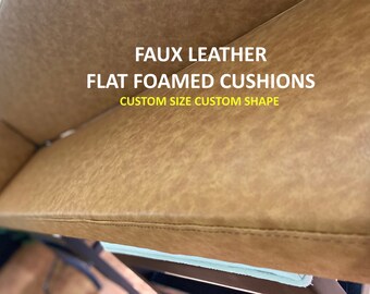 Faux Leather Flat Foam Filled Cushions | Flat Cushion| Zippered Cushion | Washable Custom Bench Cushion | Custom Sizes | Halikarnassus Style