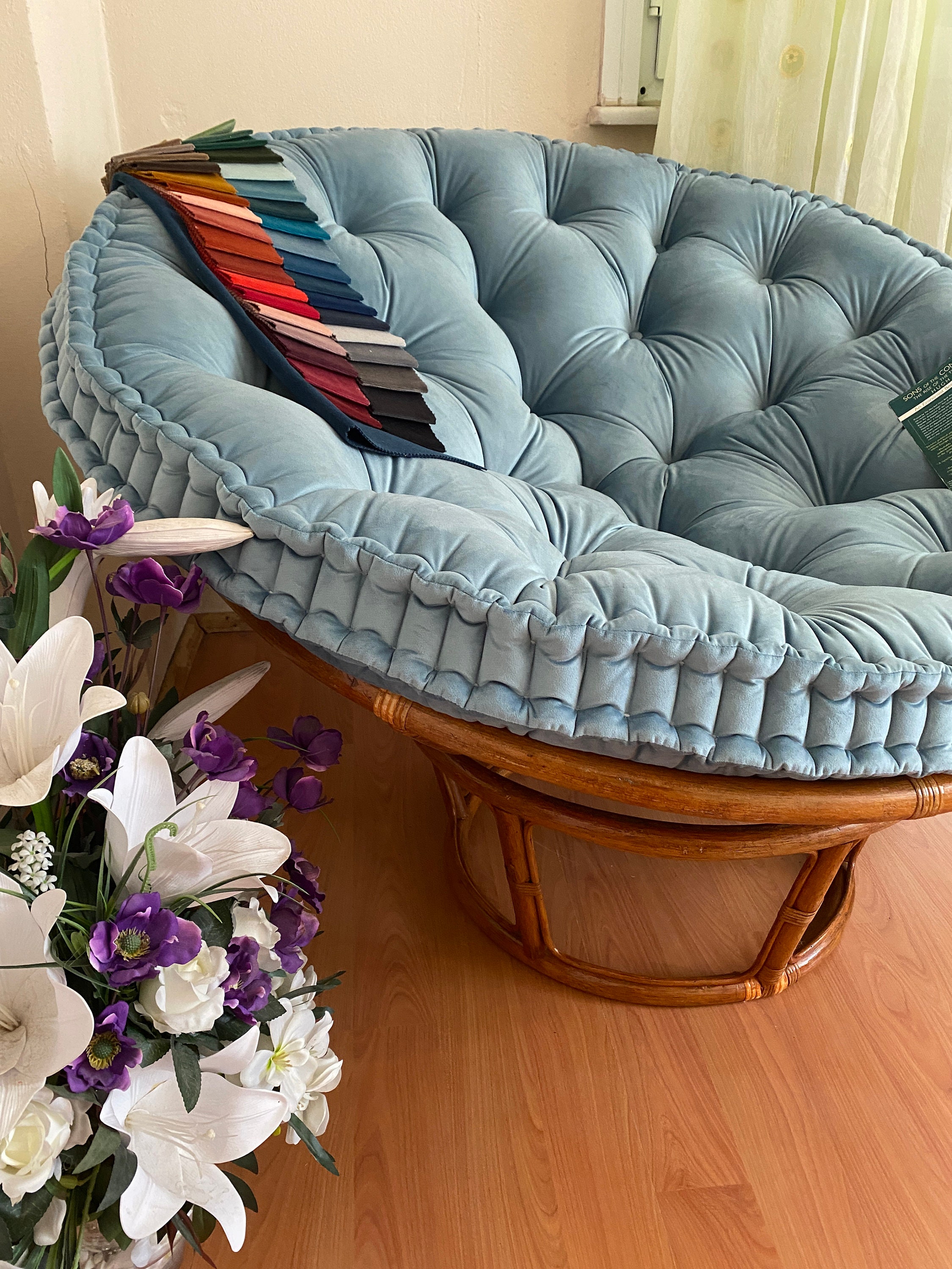 Large PAPASAN Cushion Velvet Fabric Extra Large PAPASAN Chair Pillow Floor  Pillow Floor Cushion Round Cushion Swing Cushion 