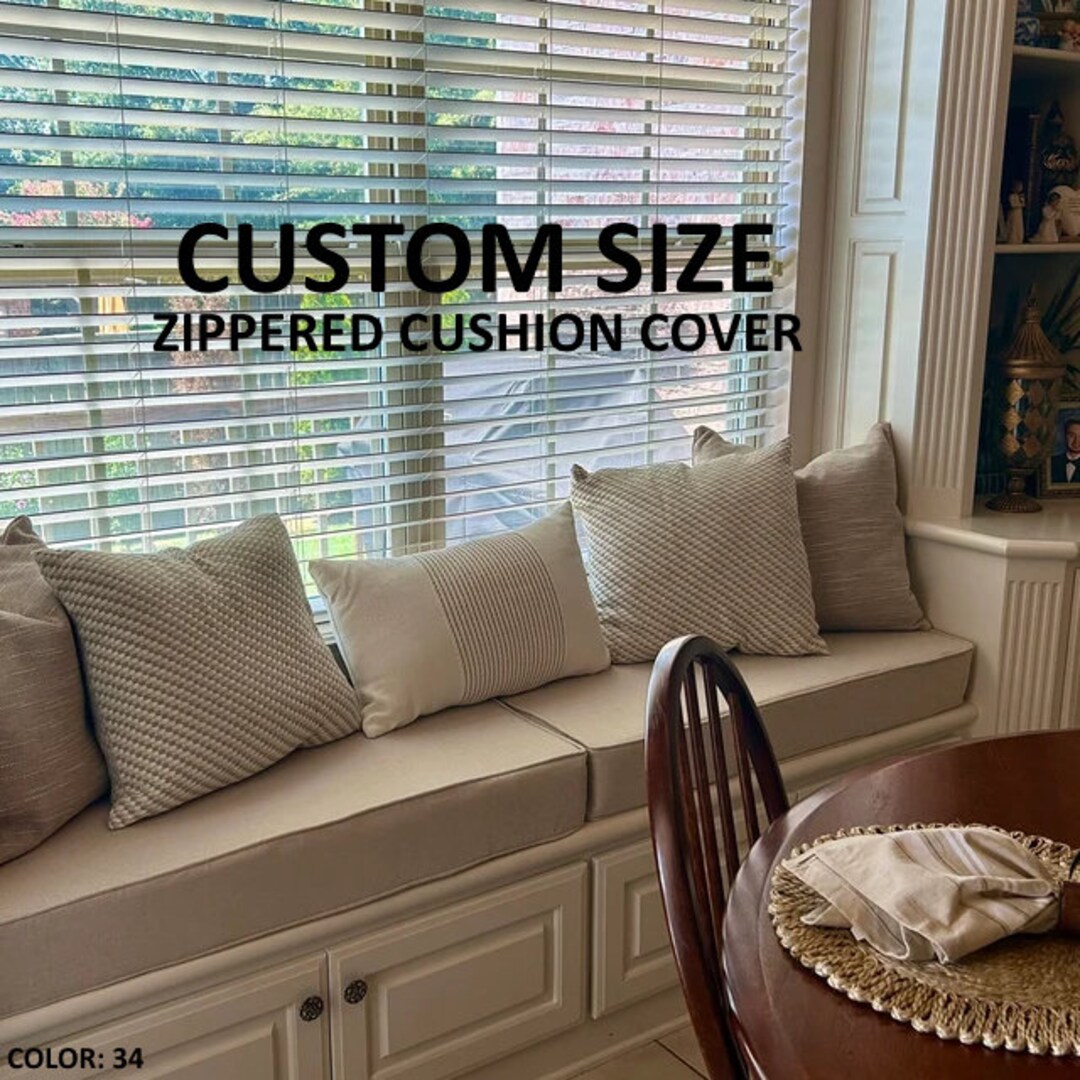 Linen Cushion Cover/ Pillow Cover/ Pillow Case/ Custom Bench Cushion Cover/ Washable Daybed