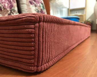 Coussin en tissu velours côtelé | Coussin de sol| Siège de fenêtre| Coussin zippé | Coussin de banc personnalisé lavable | Coussin de taille personnalisée |