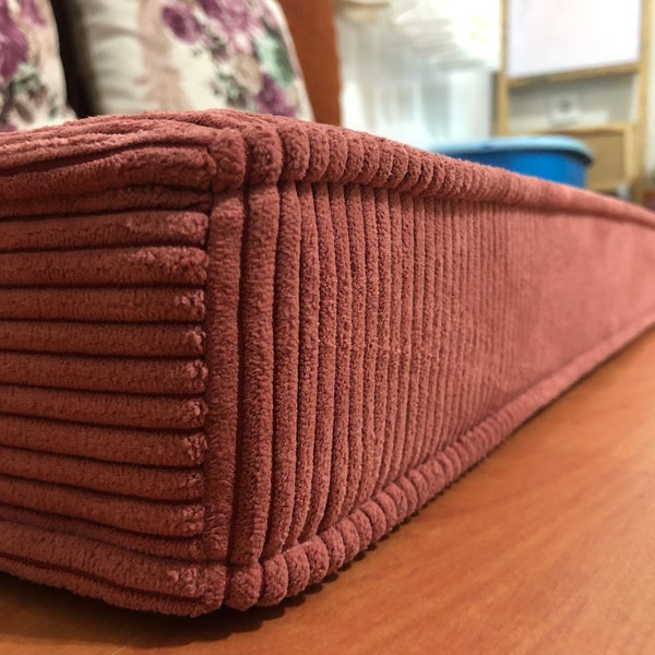 Coussin en velours côtelé | Coussin de sol| Siège côté fenêtre| Coussin à fermeture éclair | Coussin de banc personnalisé lavable | Coussin aux dimensions personnalisées |