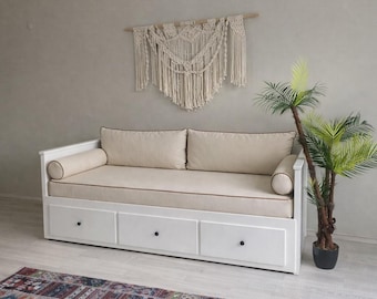 Ensemble housse de lit de repos personnalisé / Compatible IKEA Hemnes / Couvre-lit ajusté avec dossiers et accoudoirs