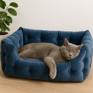 Handmade Pet Bed for Cats and Dogs, Luxury and Modern Pet Bed, Tufted, Soft, Cozy, Orthopedic Pet Couch. Washable, Sturdy, Stylish, Custom.