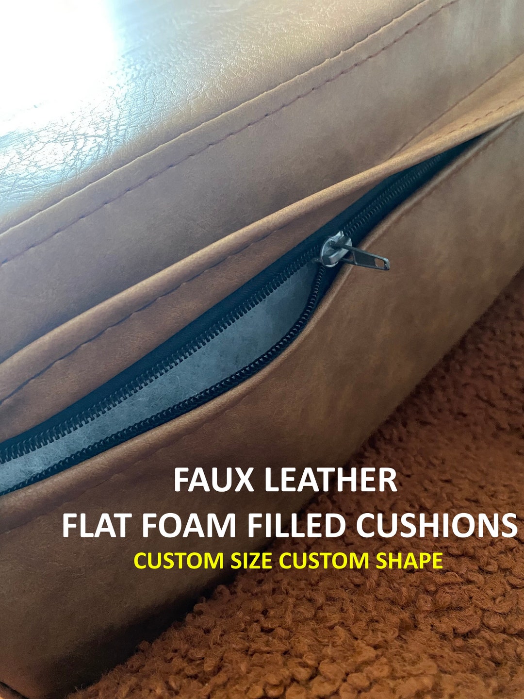 Faux Leather Flat Foam Filled Cushions Flat Cushion Etsy