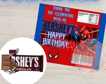 Hershey Bar Wrapper EDITABLE Labels Amazing Spider-Boy Chocolate Bar Wrappers Superhero Birthday Candy Wrapper Printable Spider Favors