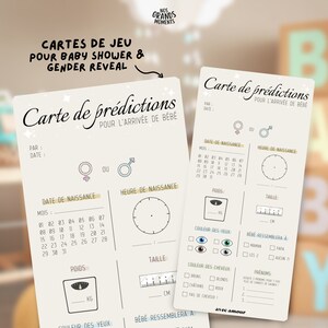 Cartes de prédictions bébé en lots | Cartes de pronostics bébé | Jeu baby shower / jeu gender reveal | Baby pronostic | A remplir ! image 1
