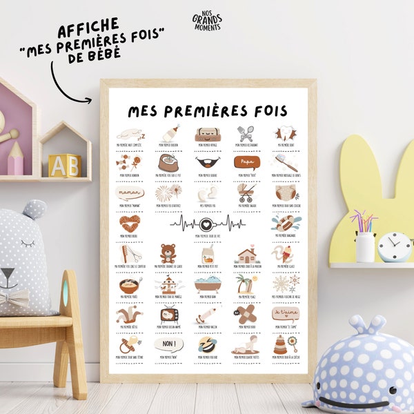 Affiche Mes premières fois bébé A3 (30x40 cm) | Décoration murale chambre bébé | Affiche à tamponner | Idée cadeau de naissance