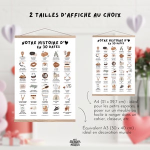 Cartel de pareja para rellenar "Nuestra historia de amor en 30 fechas" | Cartel para estampar | Cartel de pareja, San Valentín | Formato A4 + A3 imagen 4