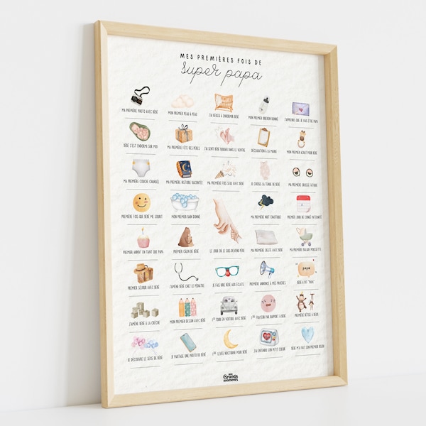 Poster to stamp "My first times as a super dad" | Poster future dad | Dad poster | Young dad gift idea