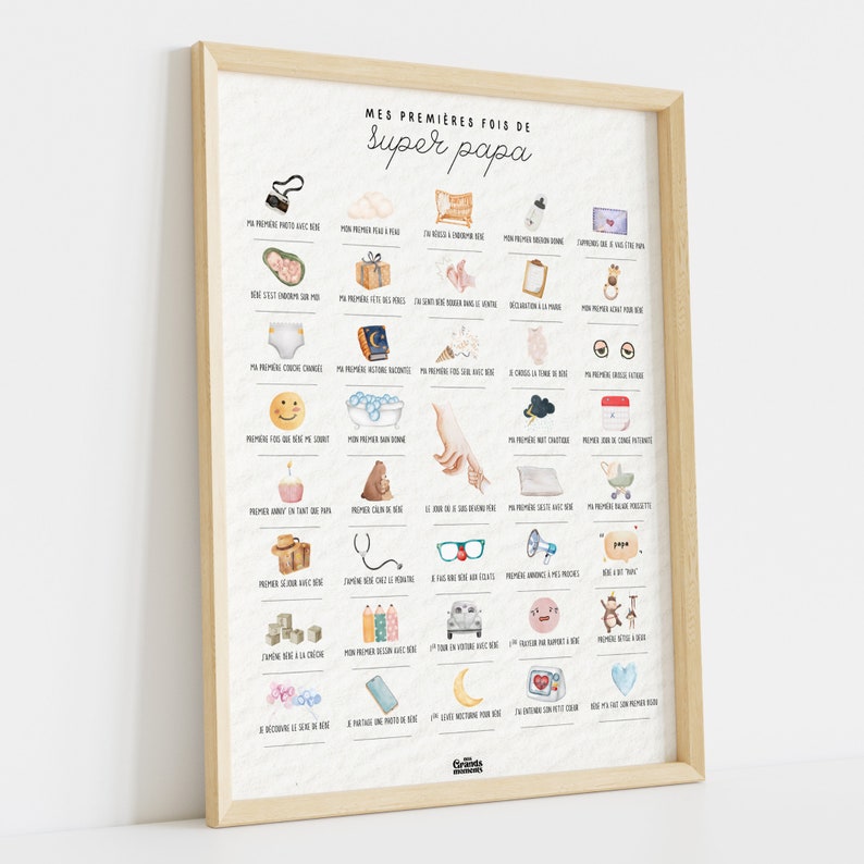 Cartel para estampar "Mis primeras veces como súper papá" | Póster futuro papá | Cartel de papá | Idea de regalo para papá joven imagen 1