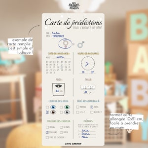 Cartes de prédictions bébé en lots | Cartes de pronostics bébé | Jeu baby shower / jeu gender reveal | Baby pronostic | A remplir ! image 3
