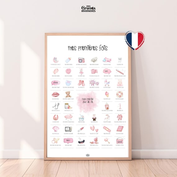 → View on Etsy: Affiche Mes premières fois bébé ROSE A3 | Décoration chambre bébé | Affiche à tamponner | Affiche dates bébé | Idée cadeau de naissance Affiche Mes premières fois bébé ROSE A3 | Décoration chambre bébé | Affiche à tamponner | Affiche dates bébé | Idée cadeau de naissance