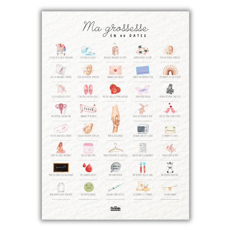 Cartel de embarazo "Mi embarazo en 40 fechas" | Seguimiento del embarazo para sellar | Idea de regalo para futura madre imagen 4