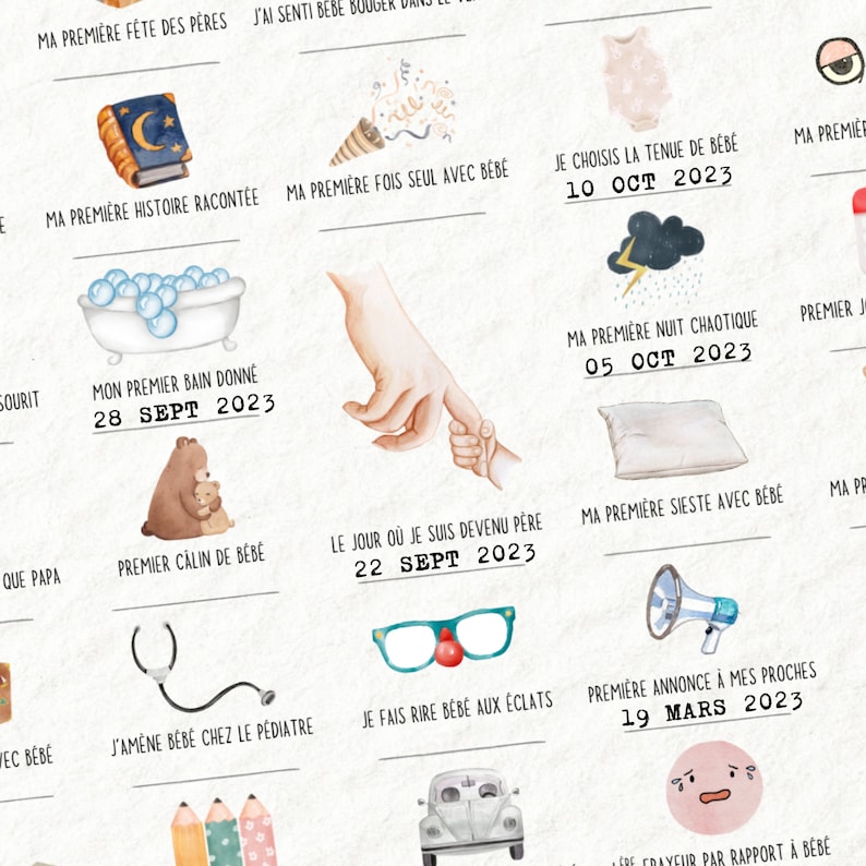 Cartel para estampar "Mis primeras veces como súper papá" | Póster futuro papá | Cartel de papá | Idea de regalo para papá joven imagen 5