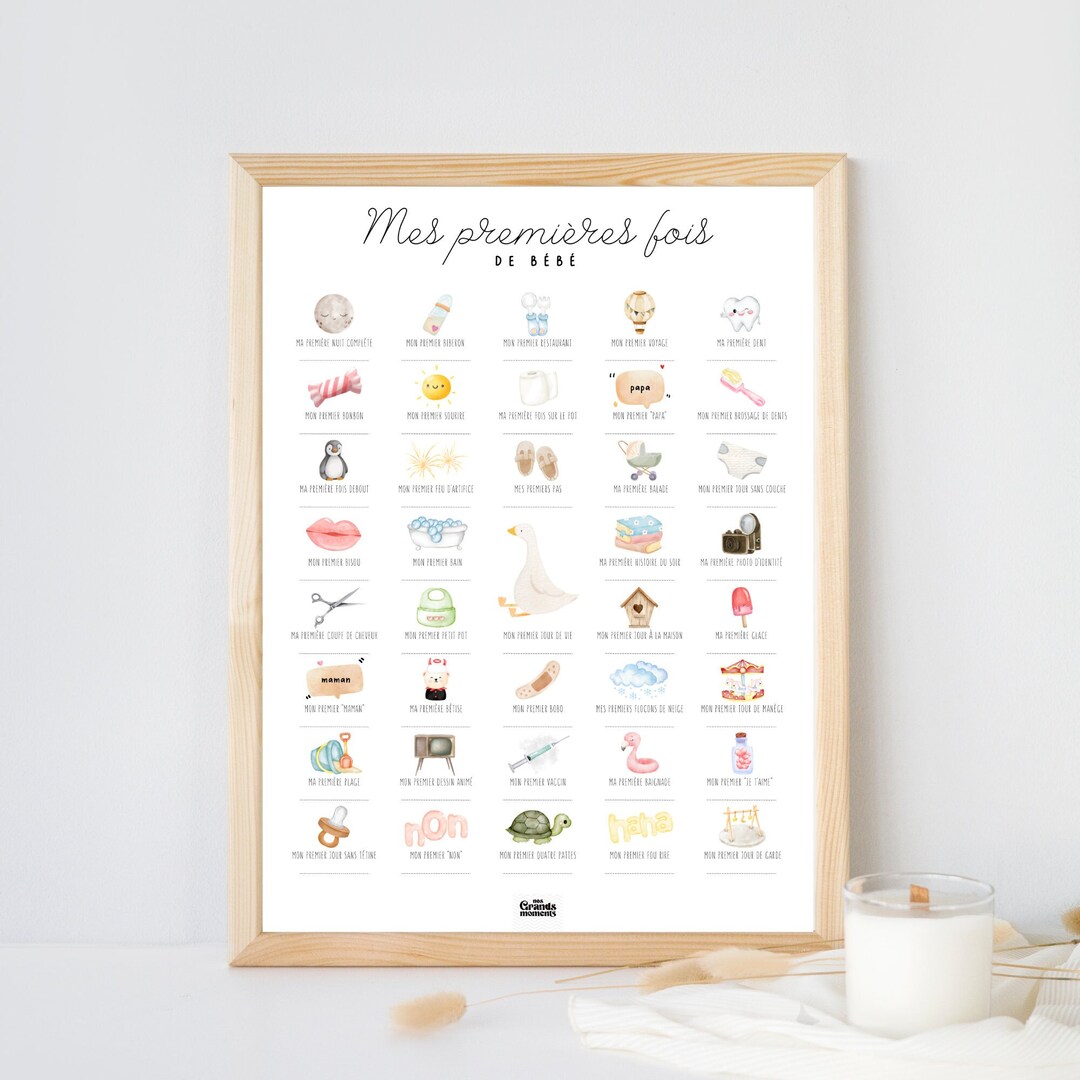 Affiche Souvenirs Bébé Yemma Shell - Kit Premières Fois Avec Tampon Dateur Et Fioles