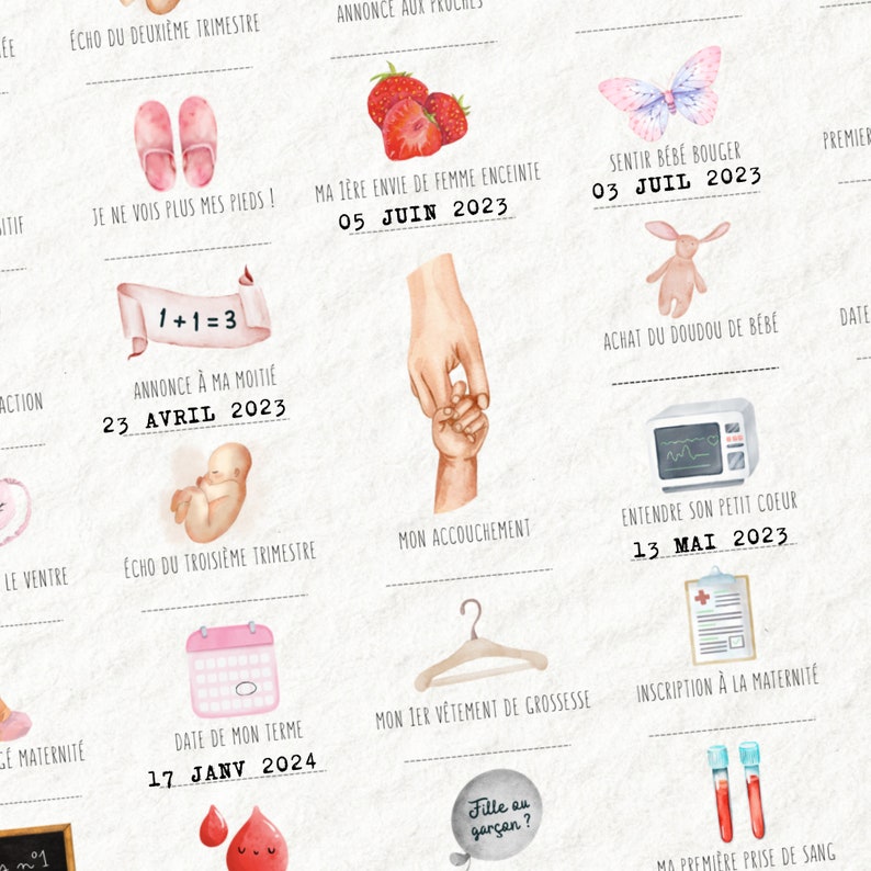 Cartel de embarazo "Mi embarazo en 40 fechas" | Seguimiento del embarazo para sellar | Idea de regalo para futura madre imagen 5