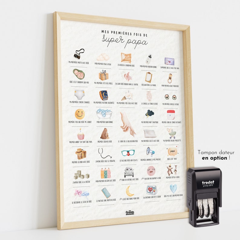 Cartel para estampar "Mis primeras veces como súper papá" | Póster futuro papá | Cartel de papá | Idea de regalo para papá joven imagen 3