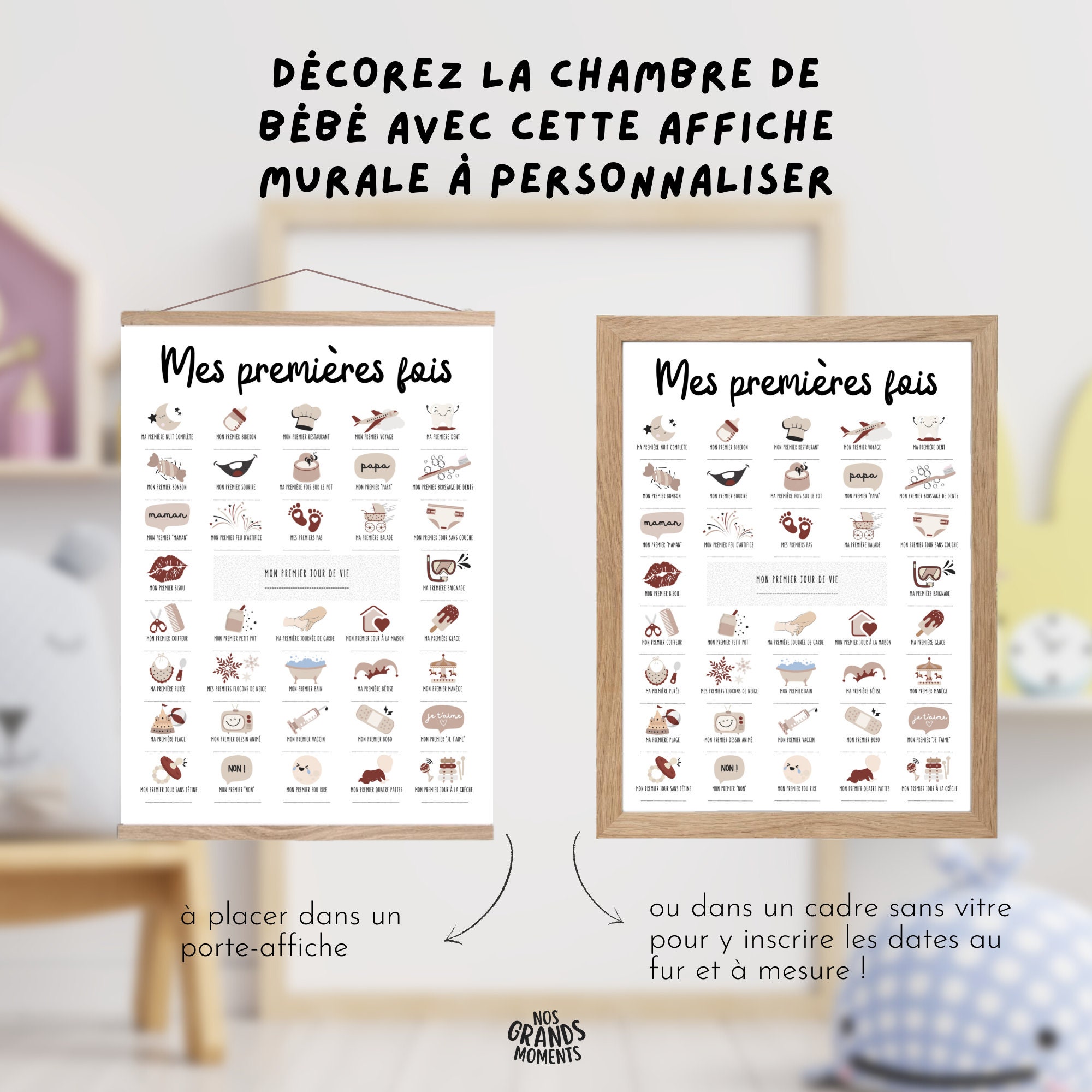 Affiche Mes premières fois bébé A4 Décoration murale chambre bébé Affiche à tamponner  Affiche dates bébé Idée cadeau de naissance -  Schweiz