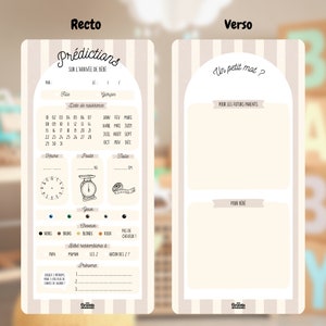 Cartes de prédictions bébé en lots | Pronostics bébé | Jeu baby shower / jeu gender reveal | Baby pronostic | Animation fête prénatale image 2