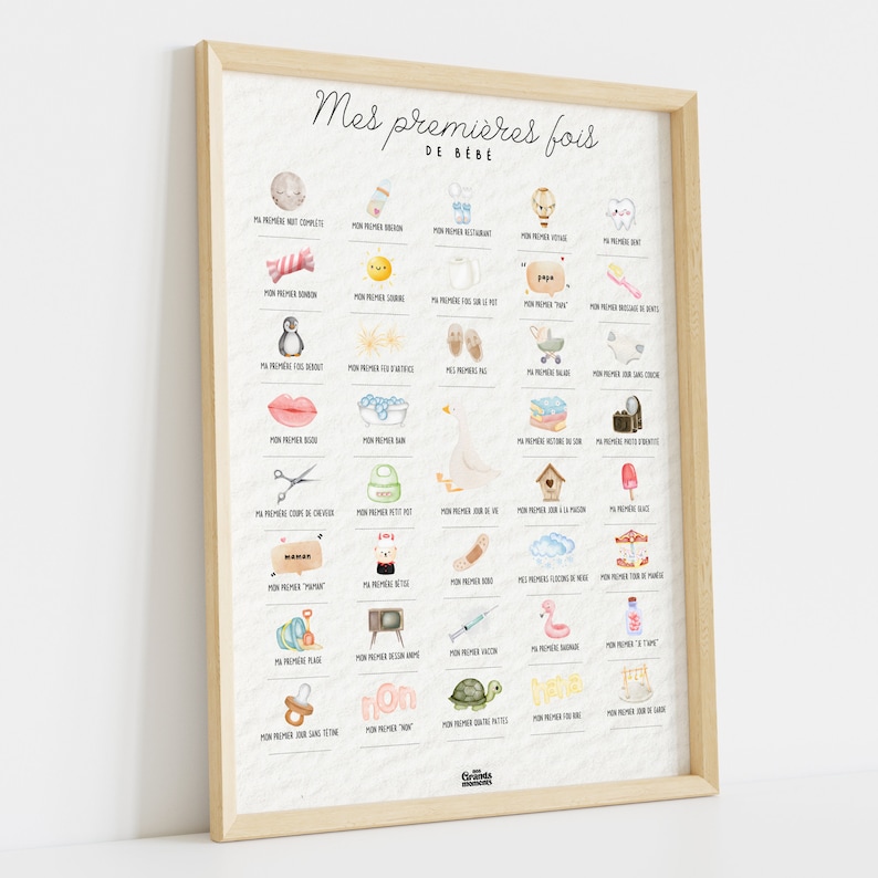 Cartel primeras veces del bebé para estampar "Las primeras veces de mi bebé" | Idea de regalo de nacimiento | Cartel de fechas de bebé | decoración bebe imagen 1