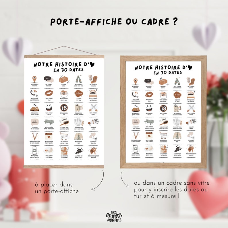 Cartel de pareja para rellenar "Nuestra historia de amor en 30 fechas" | Cartel para estampar | Cartel de pareja, San Valentín | Formato A4 + A3 imagen 5