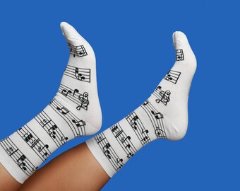 Music Treble Clef Socks | Music Lover | Unisex | Casual Socks | Crazy Socks | Stocking Stuffer Ideas | Gift For Her | Novelty Socks for Him