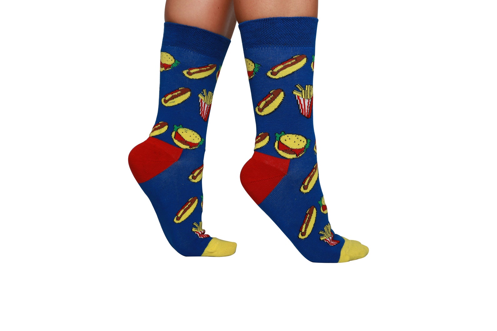 Hamburger Chip Socks Food Lover Hotdog Socks Colorful Etsy 日本