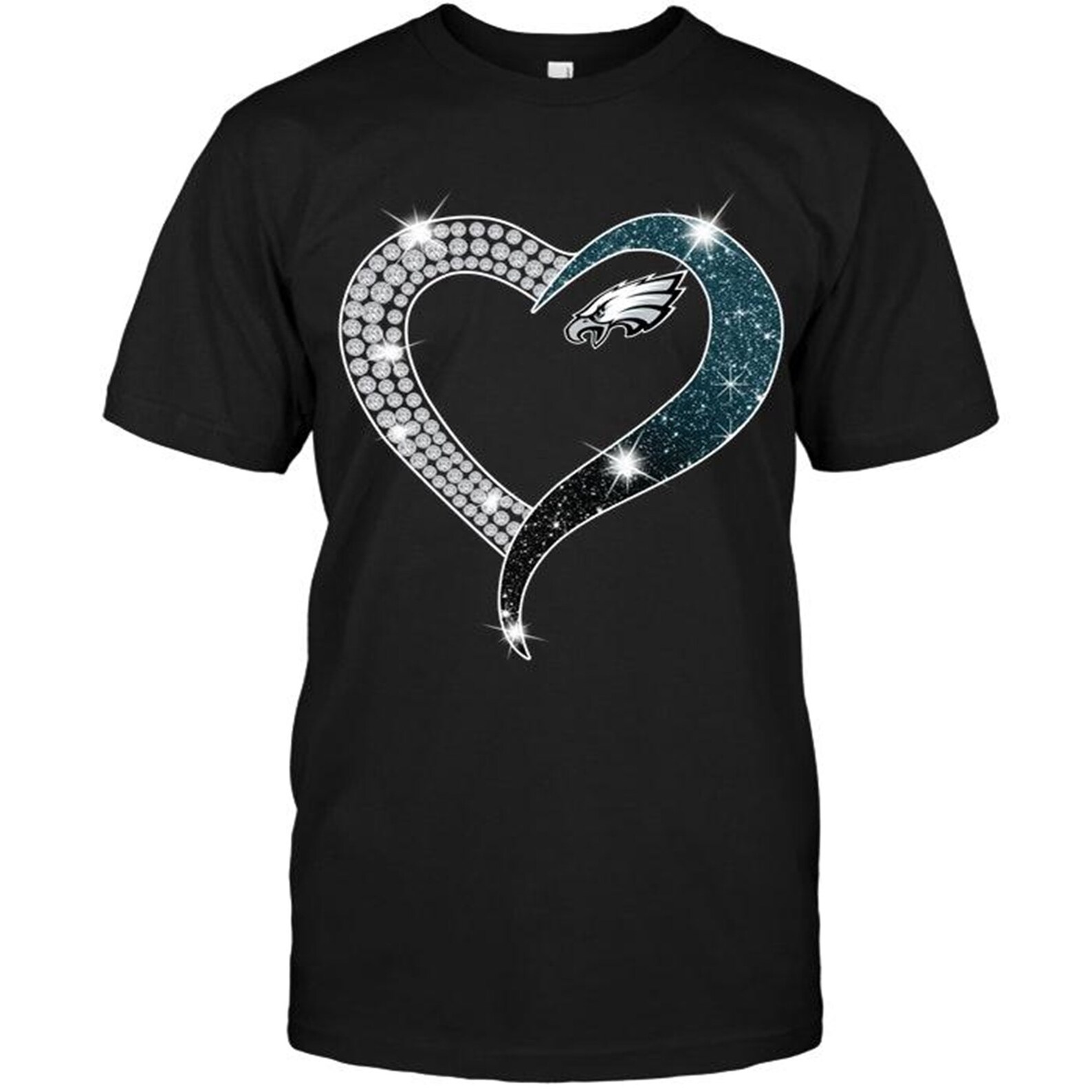 Philadelphia Eagles Glitter Diamond Heart Shirt White Etsy