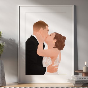 couple portrait, gift for couple, faceless portrait, engagement drawing, boyfriend portrait, family portrait, custom gift, Gift for her image 1