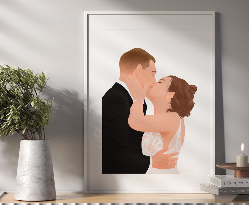 couple portrait, gift for couple, faceless portrait, engagement drawing, boyfriend portrait, family portrait, custom gift, Gift for her image 1