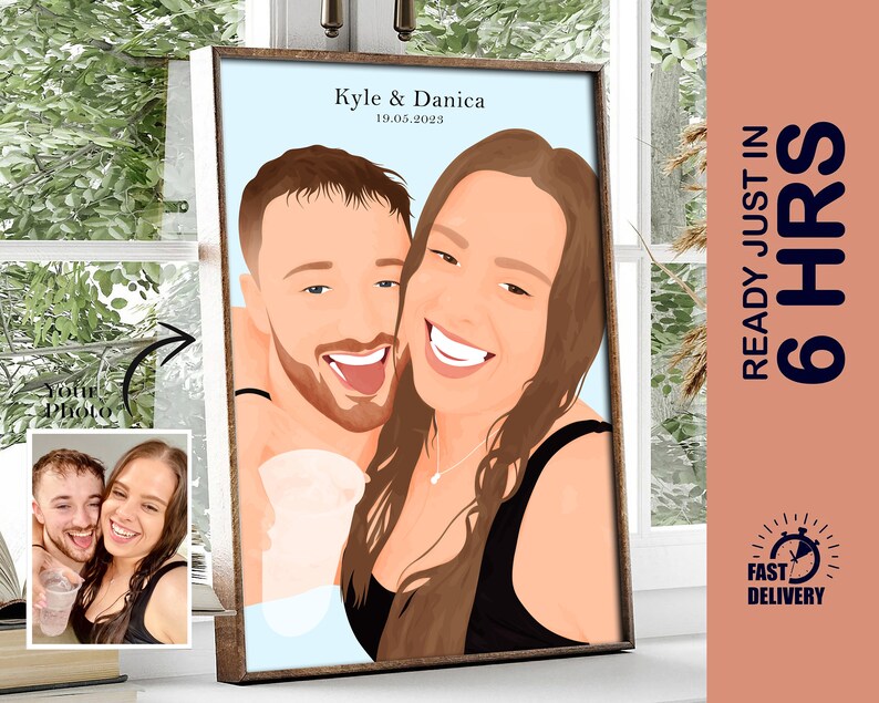 Custom portrait, Couple Portrait, Couple Illustration, Custom Couple Portrait, Family Portrait, Personalized Portrait, Couple Gift for Her image 1