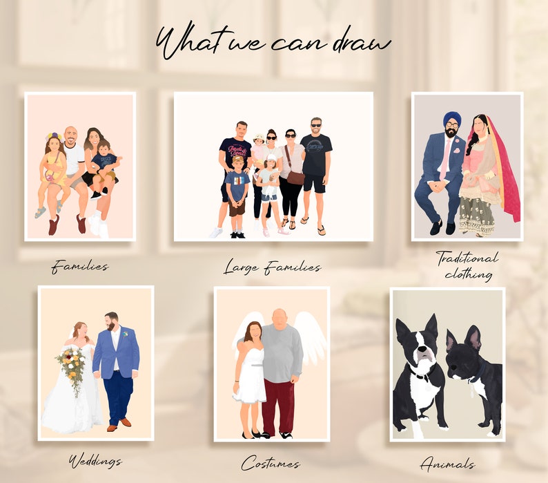 Custom portrait, Couple Portrait, Couple Illustration, Custom Couple Portrait, Family Portrait, Personalized Portrait, Couple Gift for Her image 8