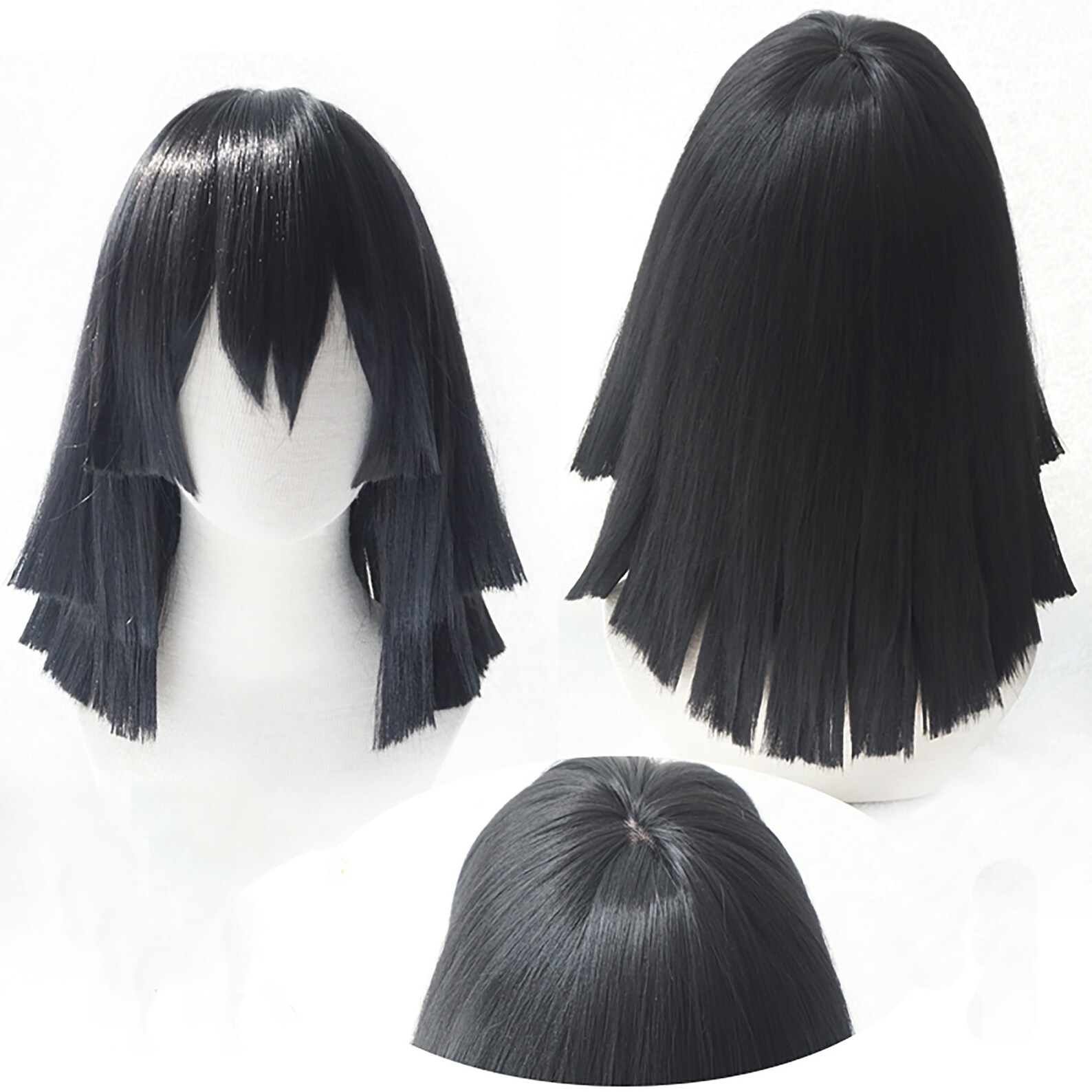 Anime Wigs RolePlaying Wigs Black Layered Wigs Straight Etsy