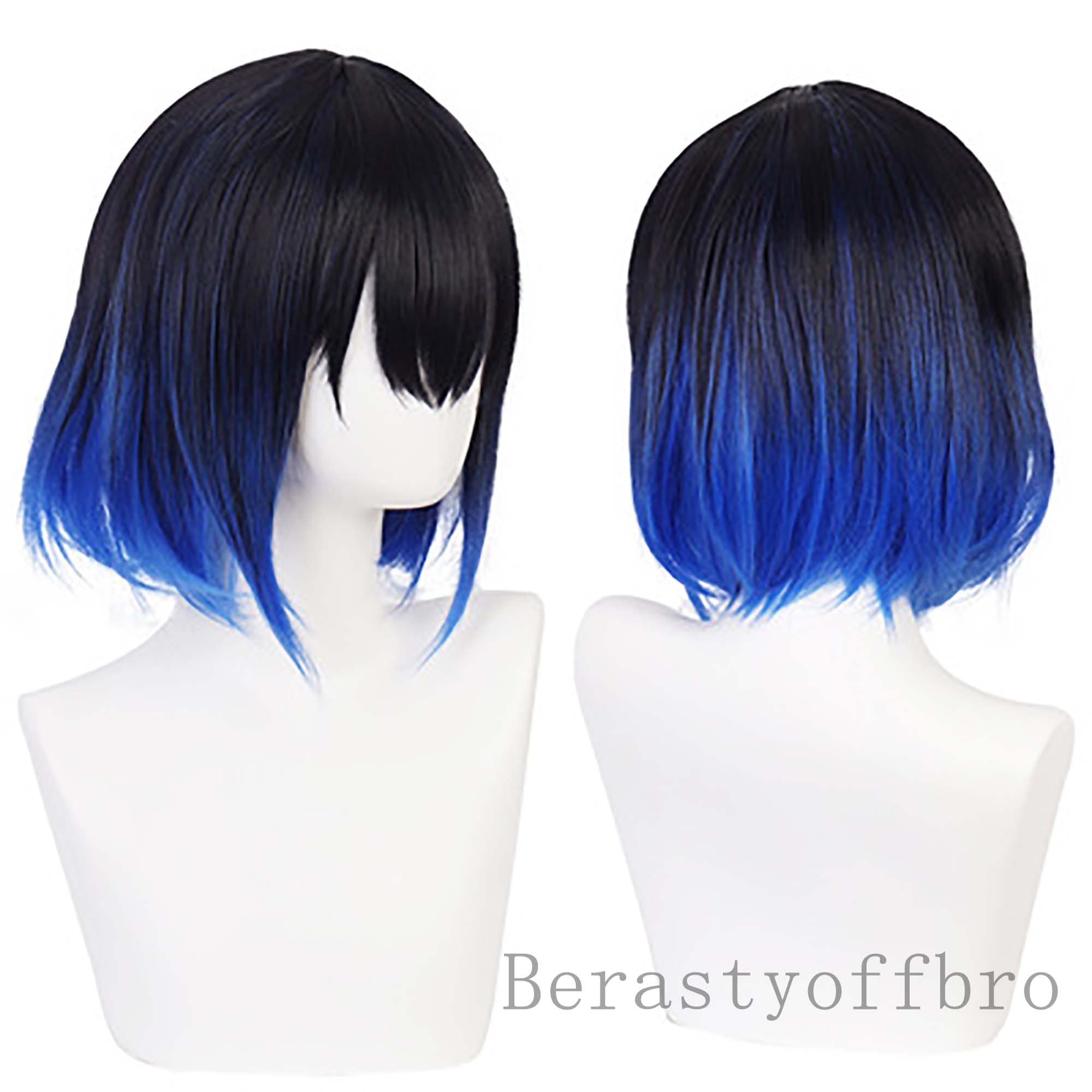 Dark blue top anime wig