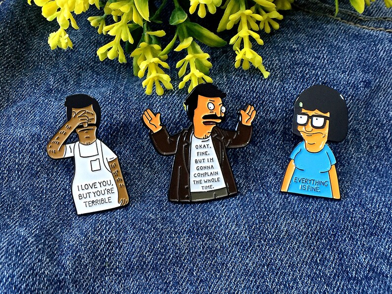 Bob's Burgers enamel pins for Jeans hard enamel pin set | Etsy