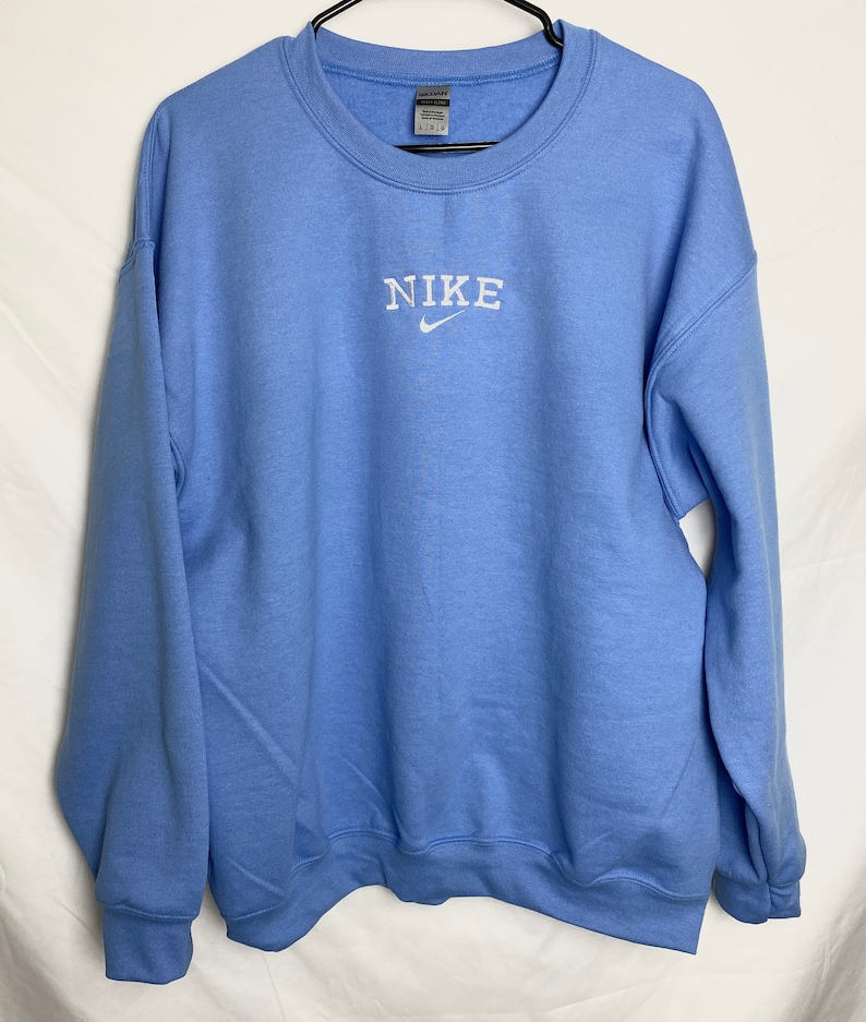 Blue Vintage Nike Logo Embroidered Crew Neck Sweatshirt | Etsy