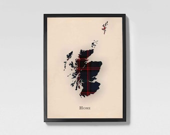Clan Home Scottish Tartan Map | Home of Scotland Family Wall Decor, Ready to Hang