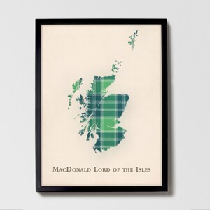 Clan MacDonald Lord of the Isles Scottish Tartan Map | MacDonald Lord of the Isles of Scotland Family Wall Decor, Box Canvas from Scotland