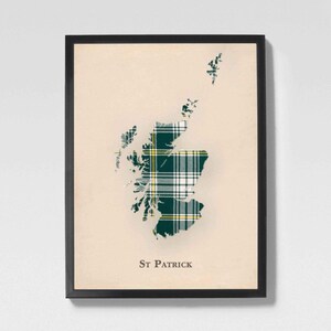 Kaart van clan St. Patrick Schotse Schotse ruit | Muurdecoratie familie St. Patrick of Scotland, klaar om op te hangen