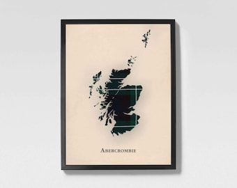 Mappa scozzese del clan Clan Abercrombie Scozia / Arte murale appesa Abercrombie