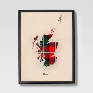 Mapa de tartã escocês do clã Boyd | Decoração de parede da família Boyd of Scotland, pronta para pendurar