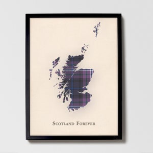 Clan Scotland Forever Schottische Tartan Karte | Scotland Forever of Scotland Familien-Wanddekor, fertig zum Aufhängen, Leinwand, gerahmt, Karte