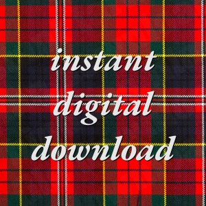 Peut inclure: Fond rouge, vert et jaune à carreaux avec le texte "téléchargement numérique instantané" en blanc.