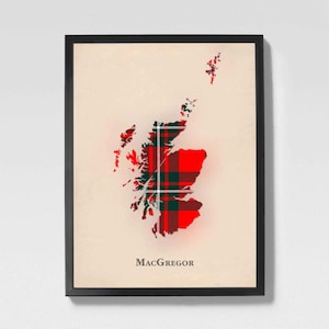 Mapa de tartán escocés del clan MacGregor / Decoración de pared de la familia MacGregor de Escocia, lista para colgar