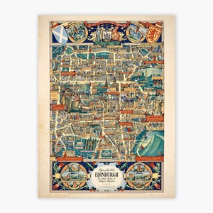 Carte ancienne d'Édimbourg - Édimbourg vintage, Château d'Auld Reekie - Cadeau pour l'histoire du scotch