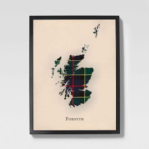 Kaart Clan Forsyth Schotse Schotse ruit | Forsyth of Scotland familie muurdecoratie, klaar om op te hangen