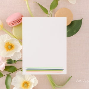 Bunte Linien Flache Grußkarte - Freundschaftskarte - Flache 4,25 x 5,5 Note Card - Soziales Briefpapier