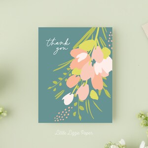 Bedankkaart met bloemen - Bedankkaart – Bloemenkaart – Gevouwen wenskaart van 4,25 x 5,5 – Sociaal briefpapier