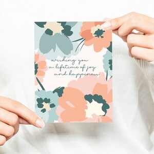 Carte de voeux de bonheur pour toute une vie - Carte de mariage - Carte de félicitations - Carte de voeux pliée 4,25 x 5,5 - Papeterie sociale